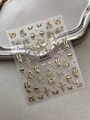 Gold 3D embossed devil series nail sticker with skull and butterfly motifs style YT6941 - Skull Butterfly Rabbit Gold Stamping Style (YT6941Me)