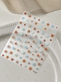 Colorful star nail art stickers with plaid and striped patterns on model YT7476 - Embossed Blue Brown (YT7476)