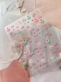 Close-up of cute nail stickers featuring cat paw, cupcake, and cherry motifs - Shell Luster (YT7091Te)