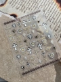 Macro view of Gothic nail stickers featuring gold crosses and sacred heart motifs - Retro Baroque Cross Heart (YT7083ProS)
