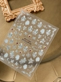 Goldener 3D-Blumen-Nagelaufkleber mit silbernen Mustern im Vintage-Stil YT6990 - Silber Bronzierung Stil (YT6990Pro)