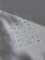 Silver 3D butterfly and floral relief nail art sticker with blue gradient details - Silver Stamping YT7061Pro