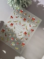 Christmas nail art sticker YT6917 with red bows, holly, and laser silver snowflakes - Silver Laser Jelly (YT6917Pro)