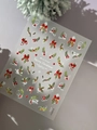 Silver laser jelly Christmas nail stickers with red bows and holly motifs style YT6919 - Embossed Style (YT6919)