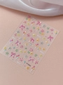 3D balloon flower nail art stickers with pearlescent bow and 5-petal flower embossed effect - Shell Light (YT7100Tе)