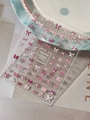 3D relief ribbon bow nail stickers with pearls in shades of pink and lilac - Artificial Pearl Embossed Pink Purple (YT6925P)
