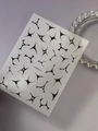 Star pattern nail sticker with silver rhinestones and black abstract lines model YT6895Pm - Crystal Flat Black (YT6895PmS)