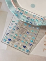 3D-Nagelaufkleber mit blau-weißen Perlen-Schleifen auf transparenter Folie - Künstliche Perle Geprägt Blau (YT6928P)
