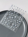 3D embossed ginkgo leaf nail sticker with blue accents and white texture model SIYT7247 - Silver Bronzing (YT7247Si)