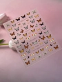Vibrant butterfly nail art stickers in orange and blue tones with artistic lettering - Relief (YT7255)
