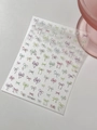 3D pastel ribbon bow nail art stickers with pearl accents, model YT7146 P - Light Purple Blue (YT7146P)
