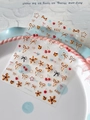 Nagelaufkleber mit Leopardenmuster-Schleifen, Kirschen und Herzen auf einem Keramikteller - Jelly Yt7165gd