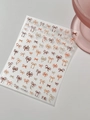 Nail art sticker with pearl bows in warm brown and champagne gold colors, style YT7148 P - Maillard Color (YT7148P)