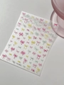 3D embossed nail sticker with colorful bows and pearls design variant YT7149 P - Late Autumn Purple (YT7149P)