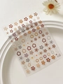Self-adhesive floral nail art stickers in retro brown and ginger yellow tones - Dark Jelly Floral (YT7020Gd) / Mixed Dark Colors