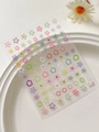 Colorful floral nail art stickers with gold stamping in multiple pastel shades - Light Jelly Floral (YT7021Gd) / Mixed Light Colors