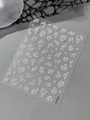 3D silver embossed rose nail stickers with crystals and metallic finish for manicures - White Rhinestone Relief Rose Style (YT7024S)