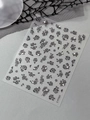 Rose nail stickers SYT7025 with black and white floral patterns and silver rhinestones - Black Rhinestone Relief Rose Style (YT7025S)