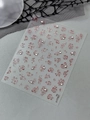 Nail art sticker featuring red and silver rose patterns with rhinestone accents - Red Rhinestone Sand Rose Style (YT7027HsS)