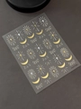 Embossed gold and silver cross nail art stickers with moon and starburst designs - Hot Gold Stamping YT7283Pro Long White Gold