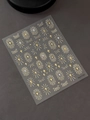 Silver and gold cross nail art decals with metallic sunburst patterns for manicure - Hot Gold Stamping YT7287Pro Short White Gold