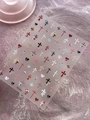 Cross and heart nail art stickers with red and black plaid patterns, style YT747B - Cross Heart Style (YT7478)