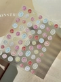 3D relief nail art stickers YT7137 featuring pink roses and wax seal bow designs - 3D Relief Wax Seal Style (YT7137)