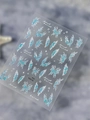 Holographic butterfly and wave nail stickers in light blue and pearl white finish - Plain Surface Jelly (YT6142Pro) Blue