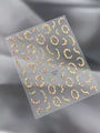 Golden foil nail art stickers with red and green gemstone patterns and French wave lines - Gold Foil YT7126Pro+