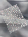 Metallic silver 3D nail art sticker with colorful gem accents and wavy lines - Silver Foil YT7127Pro+