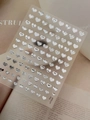 Silver 3D heart nail art stickers with various metallic textures on model YT7045 - Hot Stamping Silver YT7045Pro