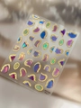 French style holographic 3D gold-rimmed nail stickers in blue-purple glitter YT7128 - Gold Foil YT7128Pro+