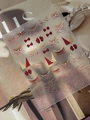 Sparkling leopard french nail stickers with red bows and gold chains, style YT7309 - Rhinestone Gold Stamping Red Vintage (YT7309MeS)