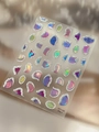 3D metallic aurora nail art stickers YT7129 with iridescent purple and blue gradient effects - Silver Foil YT7129Pro+