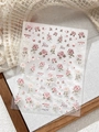 Detailansicht der Vintage-Nagelaufkleber mit Rosen und Schleifen auf weißem Strukturhintergrund - Rose Und Schleife Geprägter Stil (YT6270)