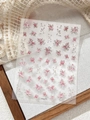 Detailansicht der geprägten rosa Rosen-Nagelaufkleber mit zarten Blumenmustern - Vintage Rose Floral Geprägter Stil (YT6271)