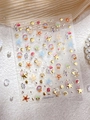 Pegatinas de uñas 5D en relieve dorado con perlas y conchas para manicura elegante - Bronceado en Relieve de Diamante-Serie Oceánica (YT5940Pro)