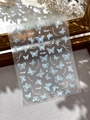 Detailed view of holographic butterfly nail art stickers with crystal accents and art text - Holographic Blue Butterfly Style (YT6082)
