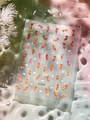 Schillernde Koi und Schmetterling Nagelaufkleber mit Lasereffekt auf Wasserwellenhintergrund - Koi und Blume (YT6091Te)