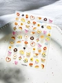Cute jelly autumn coffee and bread cartoon nail stickers with warm brown bread patterns - Jelly Style (YT6429Gd)