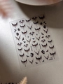 Macro detail of gothic bat and moon nail art stickers with ultra-thin texture - Jelly Silver Laser Bat Moon (YT6532Pro)
