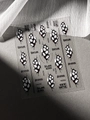 Macro shot of Gothic spider face nail art stickers with black crackle and red accents - Flat Style (YT6529Pm)