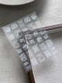 Detail of translucent nail stickers with white abstract textures and YT6380 model code - White Abstract Fabric Texture (YT6380Pm)