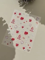 Detailaufnahme der YT6605 Pro Weihnachts-Nagelsticker mit 3D Silber-Schleifen und Baummustern - Roter Stil (YT6605 Pro)