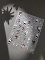 3D-Halloween-Nagelaufkleber mit Totenköpfen und Rosen, Relief-Textur auf YT6764-Bogen - Gelee-Stil (YT6764Gd)