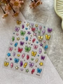 Detailed view of colorful 3D butterfly nail art stickers with stars and hearts YT6732 - Relief Butterfly Style (YT6732)