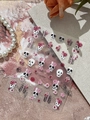 Detailed 5D embossed nail sticker featuring gothic skull and rose patterns on marble - Bronzing Skull Rose Style (YT6768Me)