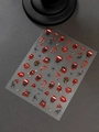 Dark Halloween nail stickers with red lips, bloody fangs and black spiders style YT6745 - Embossed Style (YT6745)