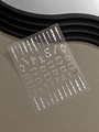 Silver metallic embossed bone nail stickers with gothic letter patterns for Halloween decor - Silver Stamping (YT6771Si)