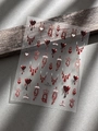 Gothic nail art sticker with dark red blood hearts and silver spider web patterns - Red Bleeding Heart Crown (YT6774)